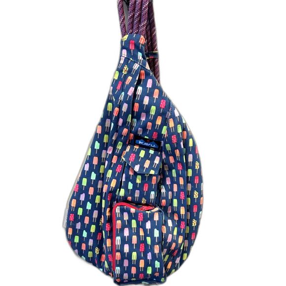 KAVU Paxton Pack Rope Sling Crossbody Bag in the "Popsicle Party" Pattern - Picture 1 of 4